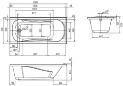 Акриловая ванна Loranto Arctica (Лоранто Arctica) 150х70 CS00025375, с каркасом и панелью фронтальной