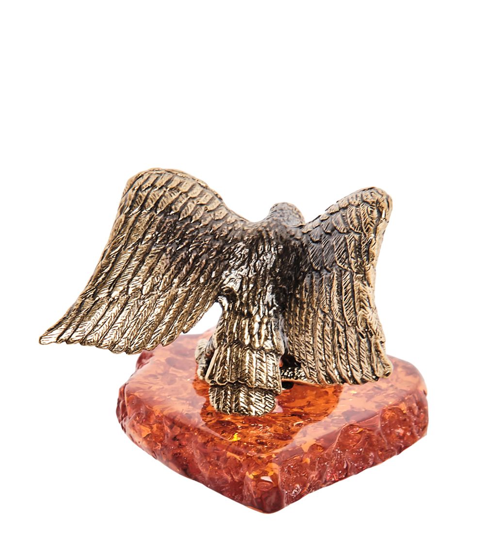 Народные промыслы AM-1867 Фигурка «Орел со змеёй» (латунь, янтарь)