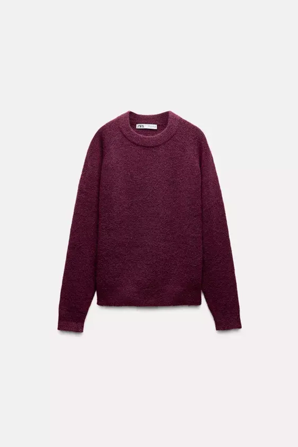 ZARA ОДНОТОННЫЙ СВИТЕР ИЗ ШЕРСТИ И АЛЬПАКИ, РОЗОВАТЫЙ