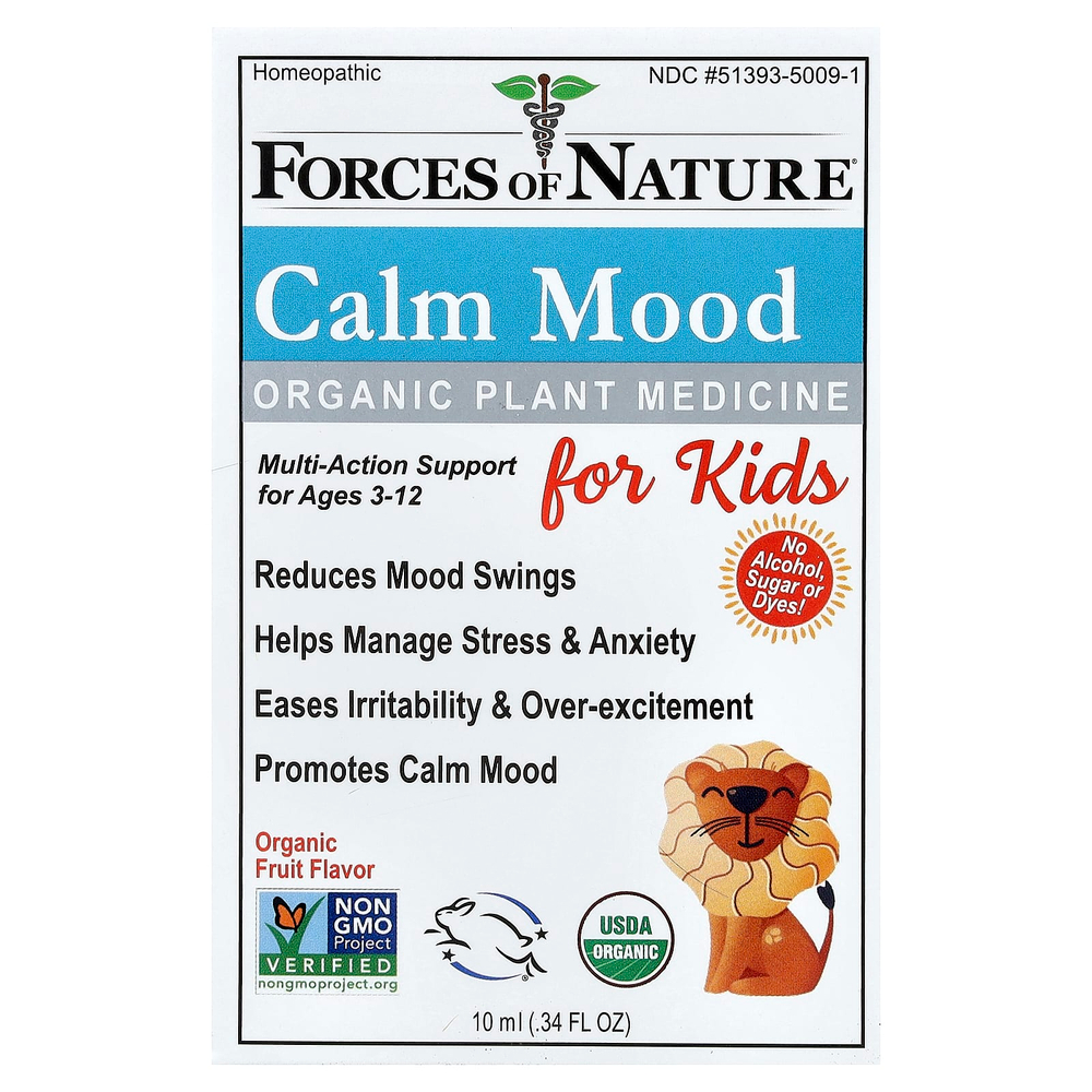 Forces of Nature, Kids, Calm Mood, для детей от 3 до 12 лет, фруктовый вкус, 10 мл (0,34 жидк. унции)