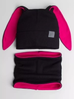 Шапка для девочек осенняя, с ушками и снудом