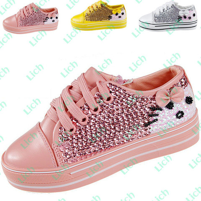 Кеды низкие кожаные декорированы пайетками