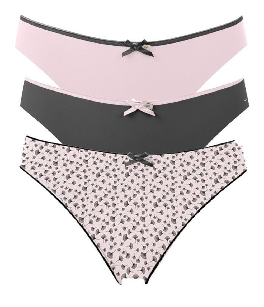 Набор из 3 черно-розовых трусиков-слип Olivia (Размер: M) (Цвет: черный с розовым)