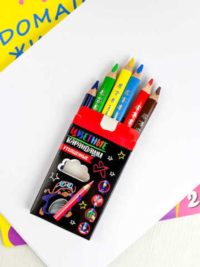 Набор цветных карандашей деревянных, ПИНГВИН-ЛЕТЧИК, 6 цв.