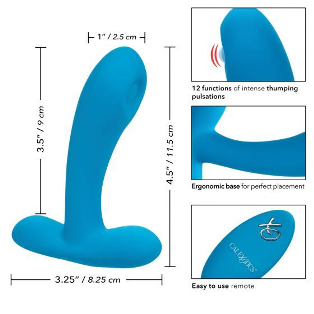 Голубой массажер простаты Silicone Remote Pulsing Pleaser - 11,5 см.