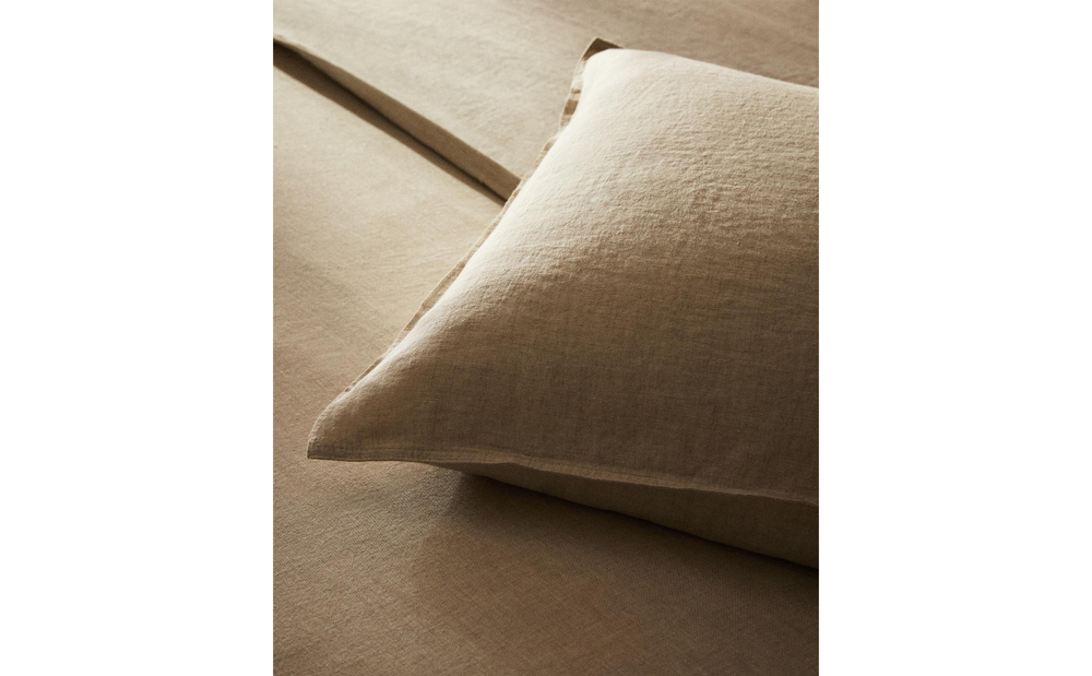 Комплект постельного белья Zara Home, лён 100%, однотонный, 6150/091
