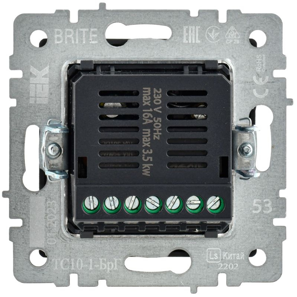 Термостат электронный с индик. BRITE СП IP20 ТС10-1-БрГ механизм графит IEK BR-RT11-K53