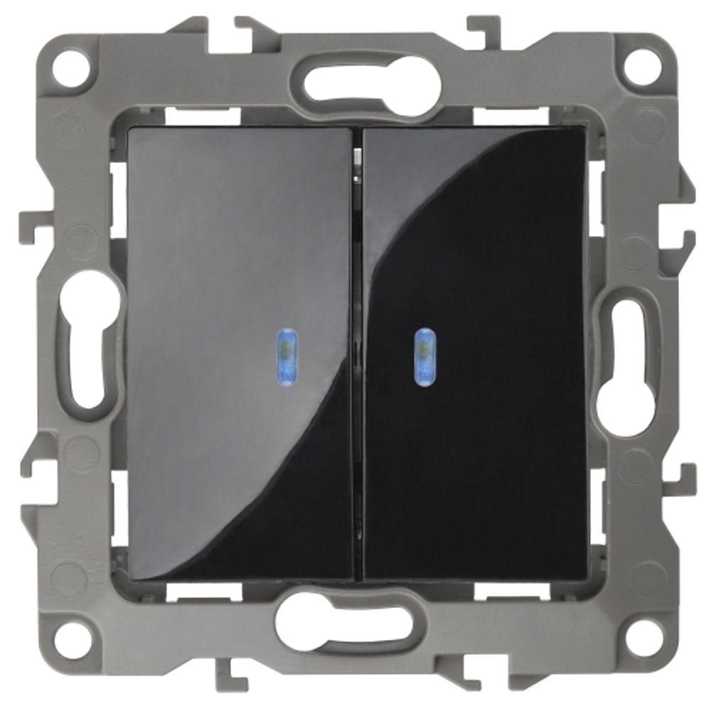 Выключатель двойной ЭРА Серия 12 12-1105-06 с подсветкой 10 АХ-250В IP20 чёрный