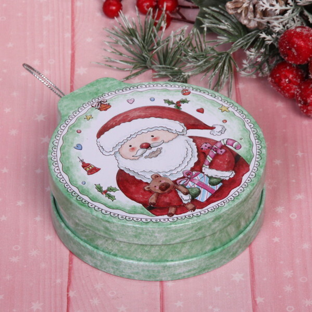 Банка жестяная 200мл 11,2*12,2*4см «Милый Дед Мороз» двухсторонняя