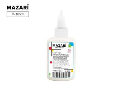 Клей ПВА 65гр. универсальный, дозатор/выкручивающийся колпачок (Mazari)
