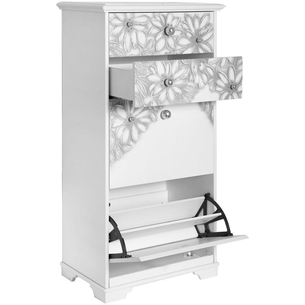 Тумба для обуви Терра-4 (с 4-мя ящиками) Айс Античное серебро