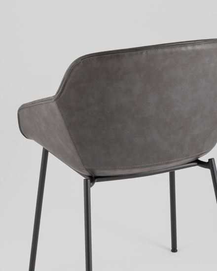 Стул Ashby сиденье серая экокожа, ножки черный металл