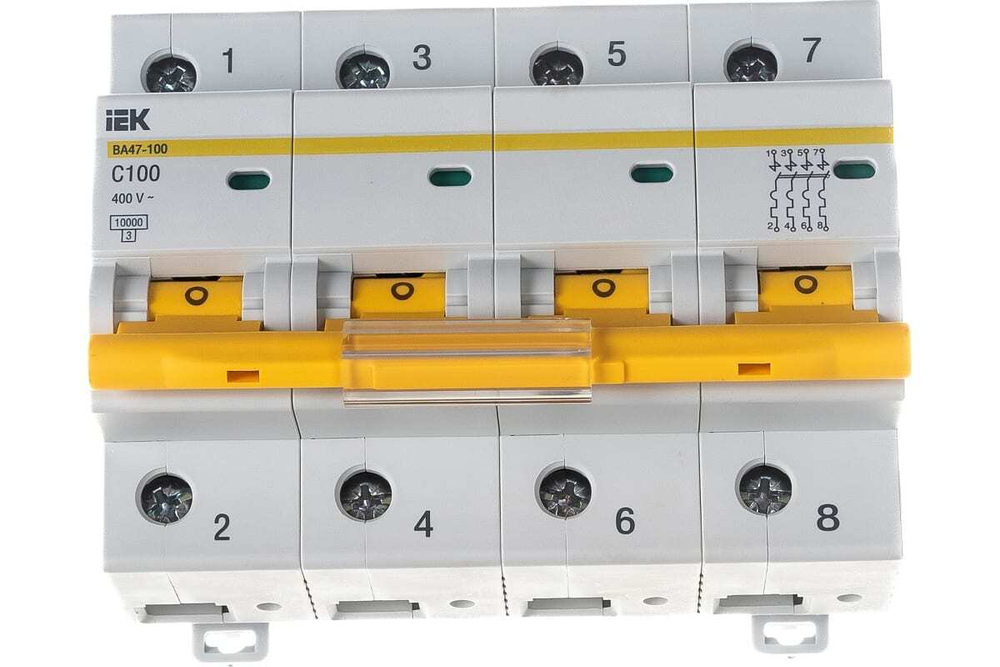 Автоматический выключатель ВА47-100 4Р 100А 10кА С IEK