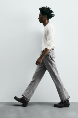 ZARA ДЖИНСЫ FLARED FIT, СЕРЫЙ