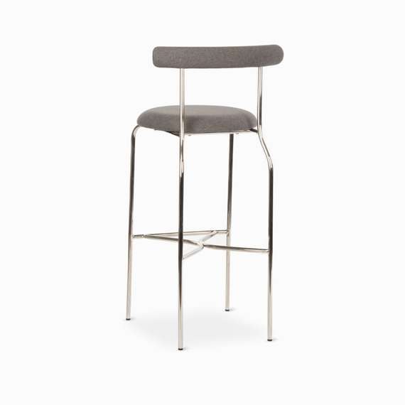 Барный стул Rider, серая ткань, ножки хром