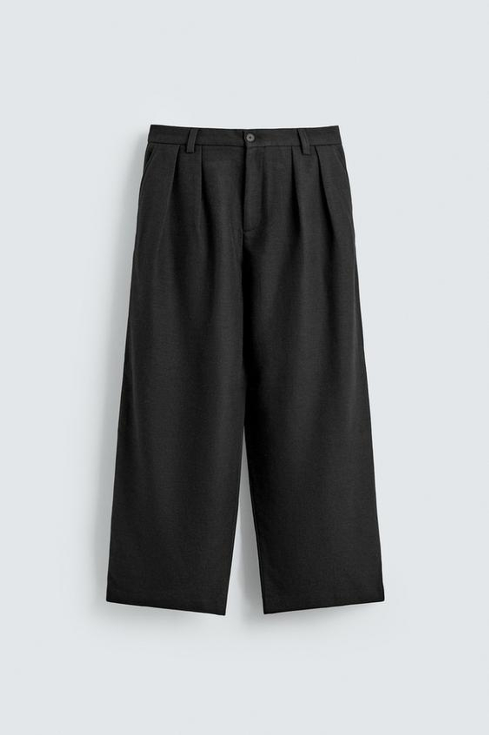 ZARA БРЮКИ RELAXED FIT СО СКЛАДКАМИ, ЧЕРНЫЙ