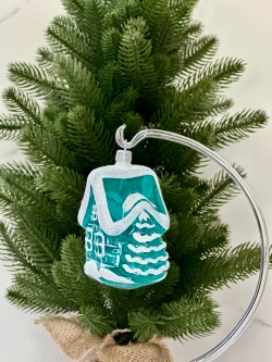 Елочное украшение Домик с елкой 9см