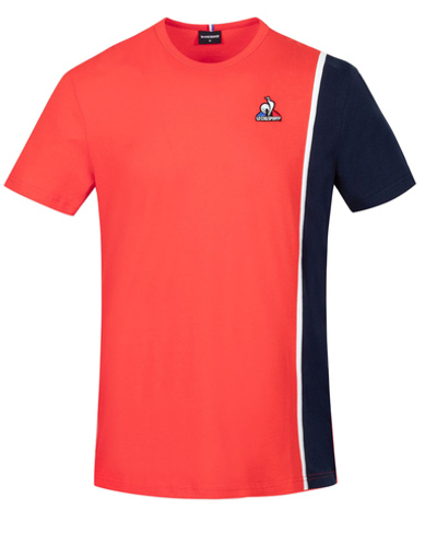 Мужская теннисная футболка Le Coq Sportif Saison 1 Tee SS No.1 M - tech red/bleu nuit