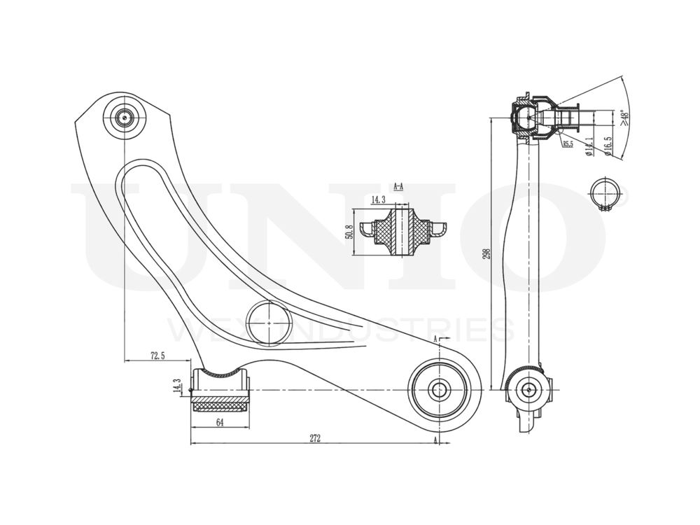 Рычаг подвески поперечный передний нижний правый UNIO SSP-40155