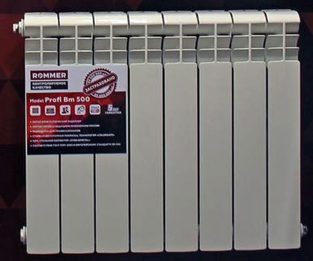 ROMMER BI500  3 секции радиатор биметалический (RAL9016)