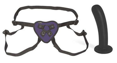 Трусики-джоки с фиолетовымсердцем и черным дилдо, 13,5 см