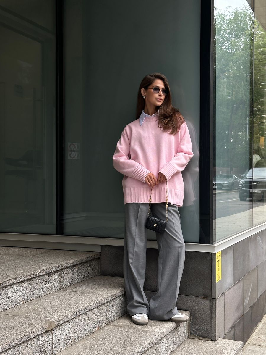 Джемпер из шерсти мериноса розовый