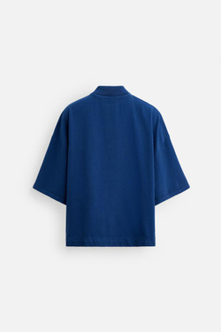 ZARA ПОЛО С ВЫШИТЫМ ТЕКСТОМ, СИНИЙ