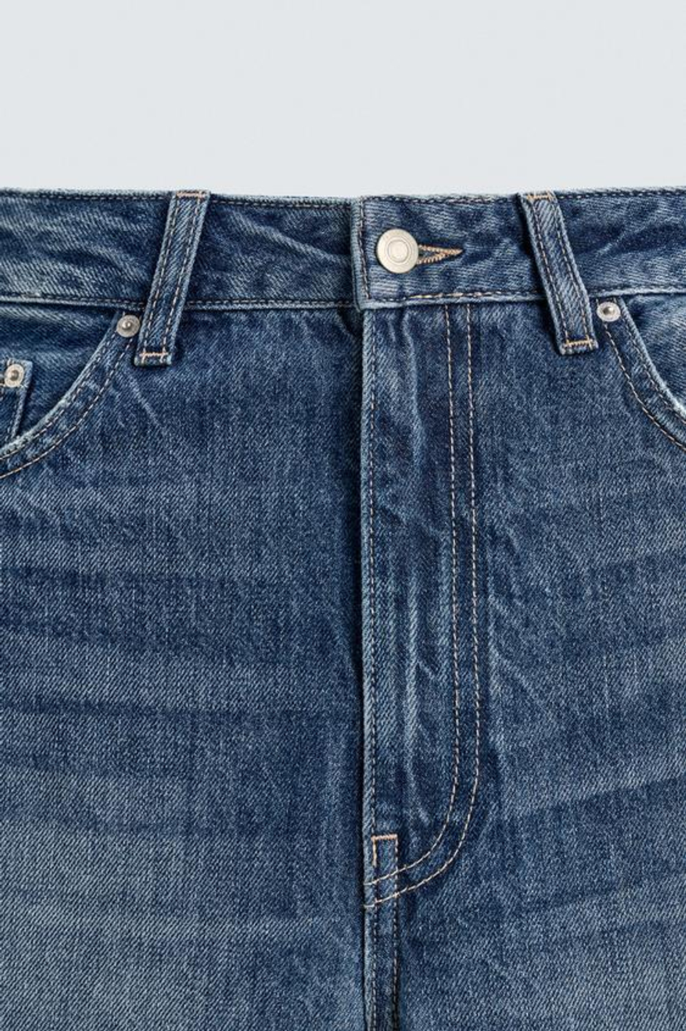 ZARA HARRY LAMBERT X DISNEY ДЖИНСЫ-БАГГИ СО СРЕДНЕЙ ПОСАДКОЙ, МОРСКОЙ СИНИЙ