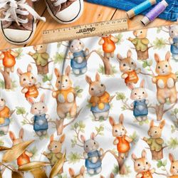 Ткань премиум флис семейство зайцев