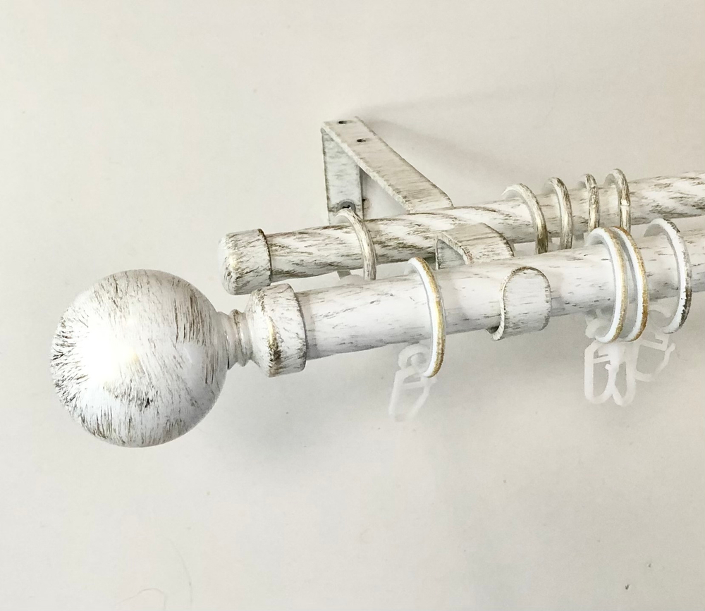 Карниз кованый витой Ост Шар двухрядный эконом 25/16 мм, цвет белое золото