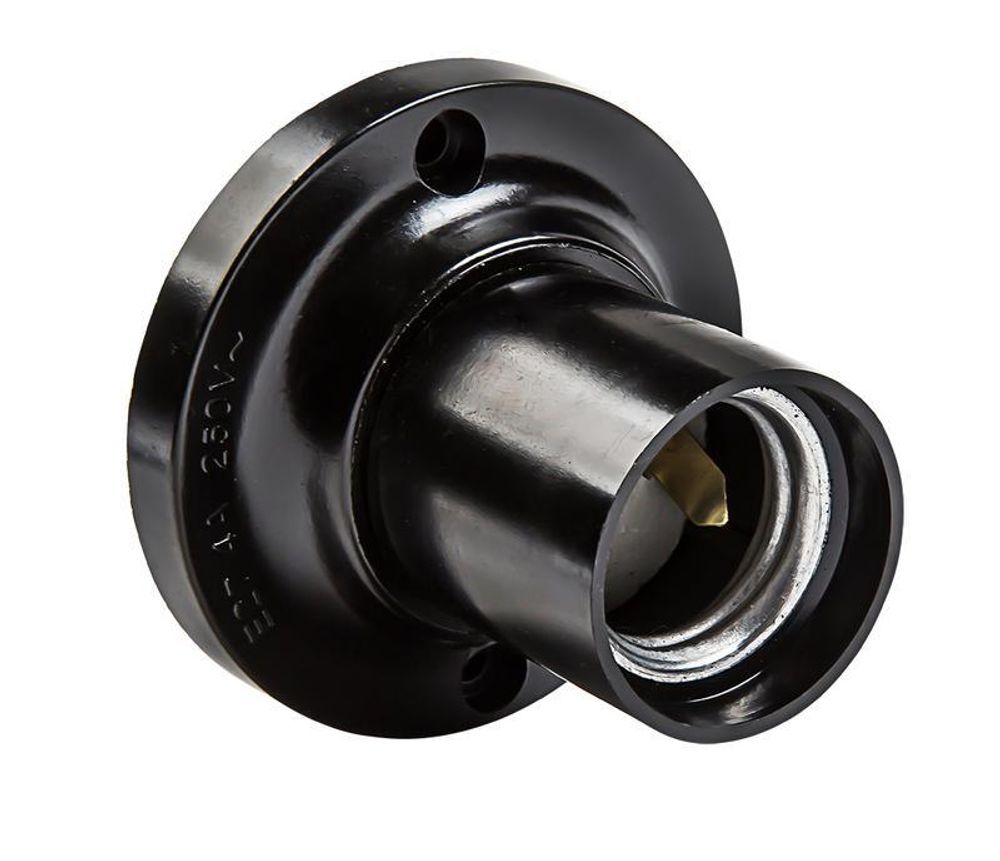 Патрон потолочный E27 Ф П-01 карболит. черн. IN HOME 4690612032238 Патрон потолочный E27 Ф П-01 карболит. черн. IN HOME 4690612032238