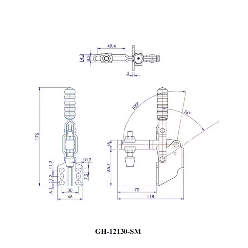 Зажим механический с вертикальной ручкой GH-12130-SM, усилие 227 кг GH-12130-SM