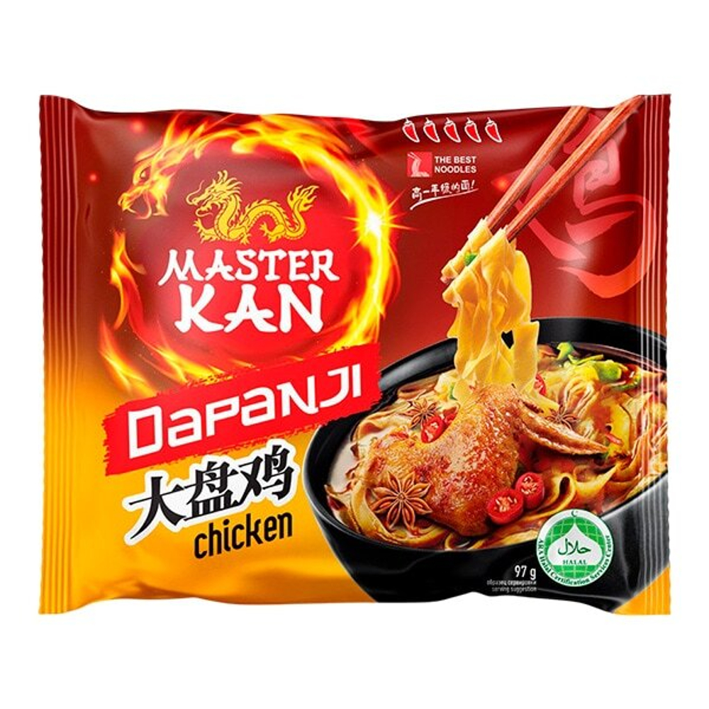 Лапша быстрого приготовления Dapanji со вкусом курицы Master Kan, пачка 97 г