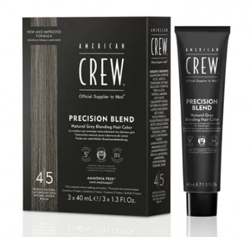 Краска для седых волос Аmerican Сrew Precision Blend Средний натуральный 4/5, 3*40 мл