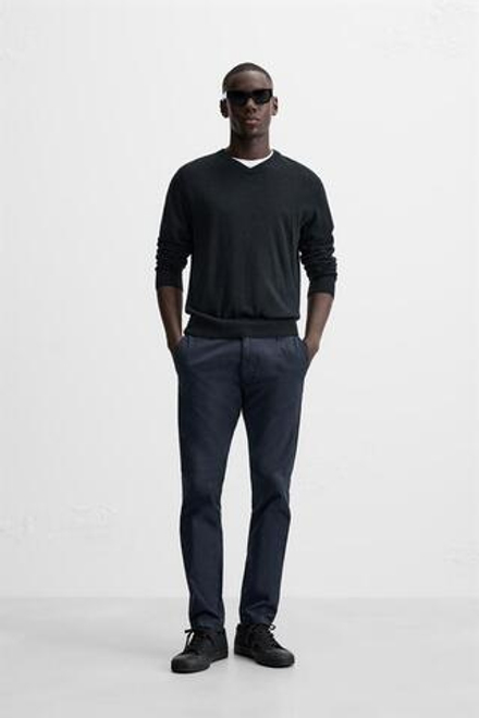 ZARA БРЮКИ ЧИНОС SKINNY FIT, МОРСКОЙ СИНИЙ