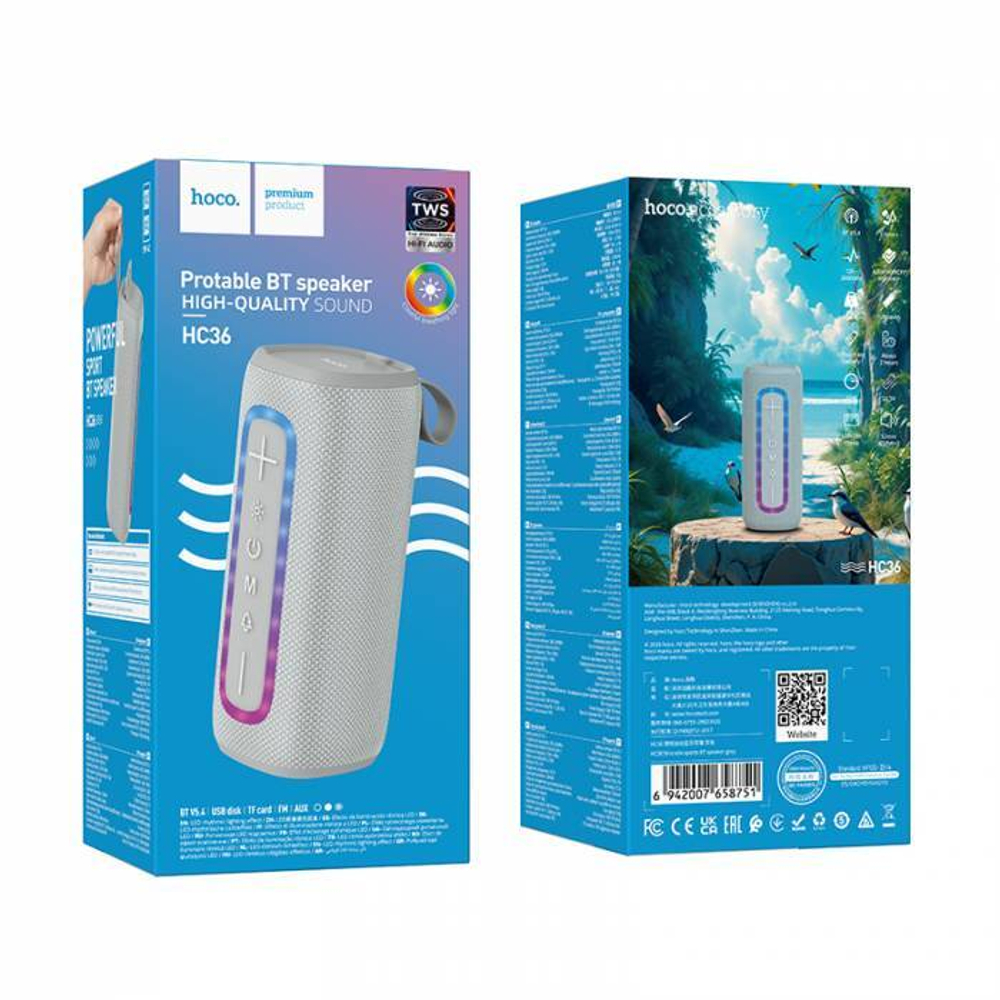 Колонка - Bluetooth HOCO HC36 (серый)