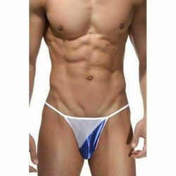 Мужские трусы стринги бело-синие La Blinque LB15108