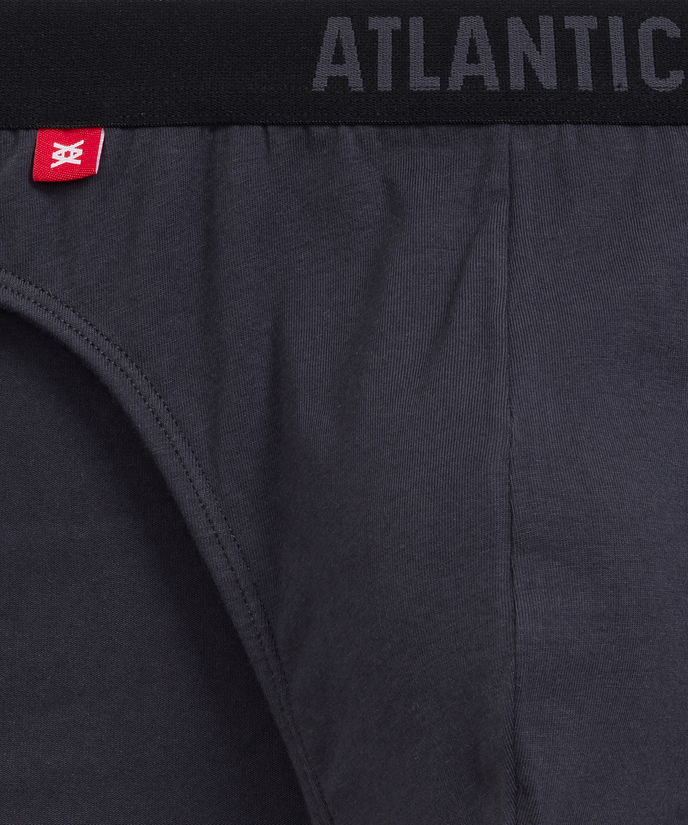 Мужские трусы слипы спорт Atlantic, набор 3 шт., хлопок, черные + графитовые + голубые, 3MP-171