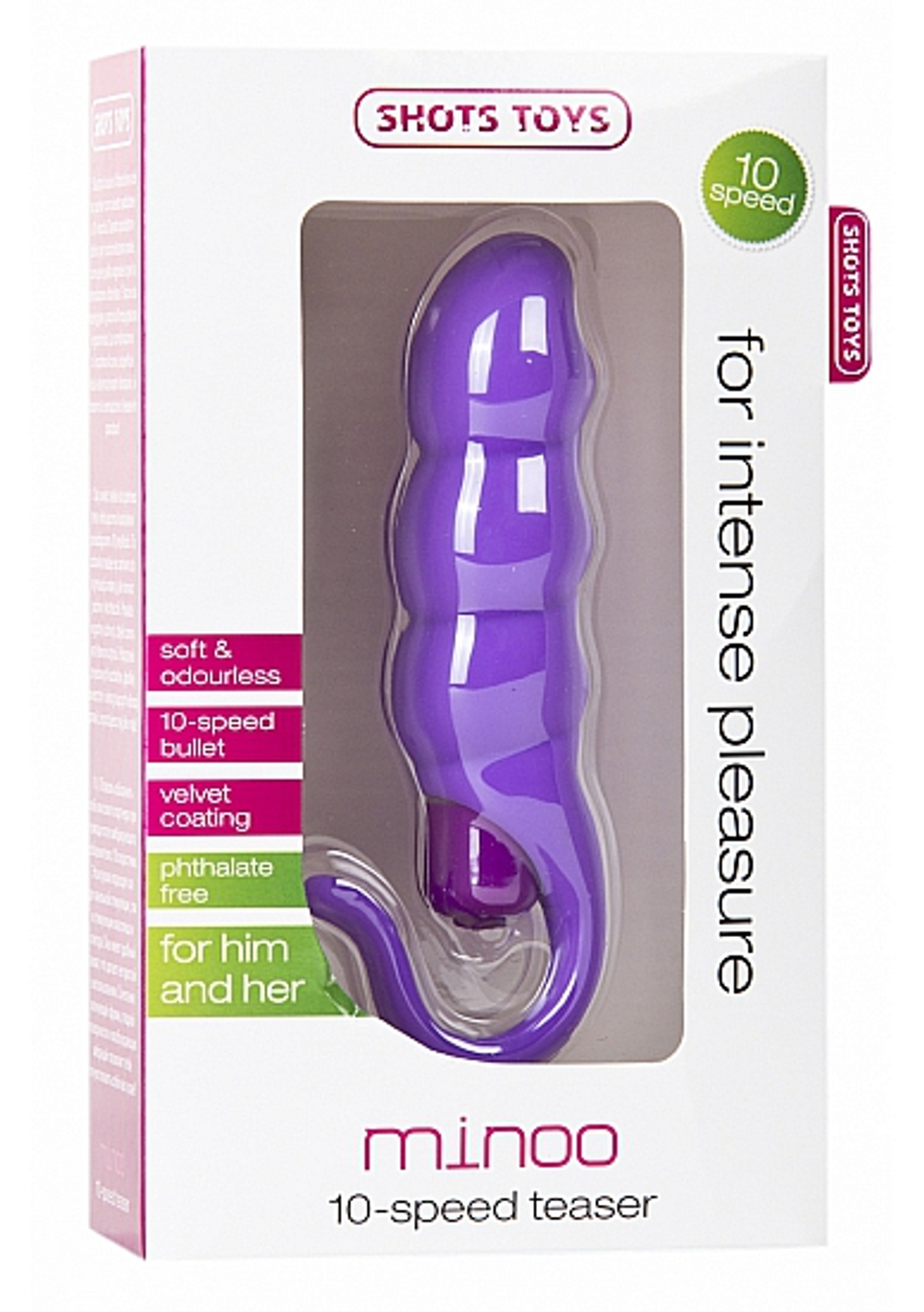 Фиолетовый вибратор со стимуляцией клитора Minoo - 18 см. (Цвет: фиолетовый)