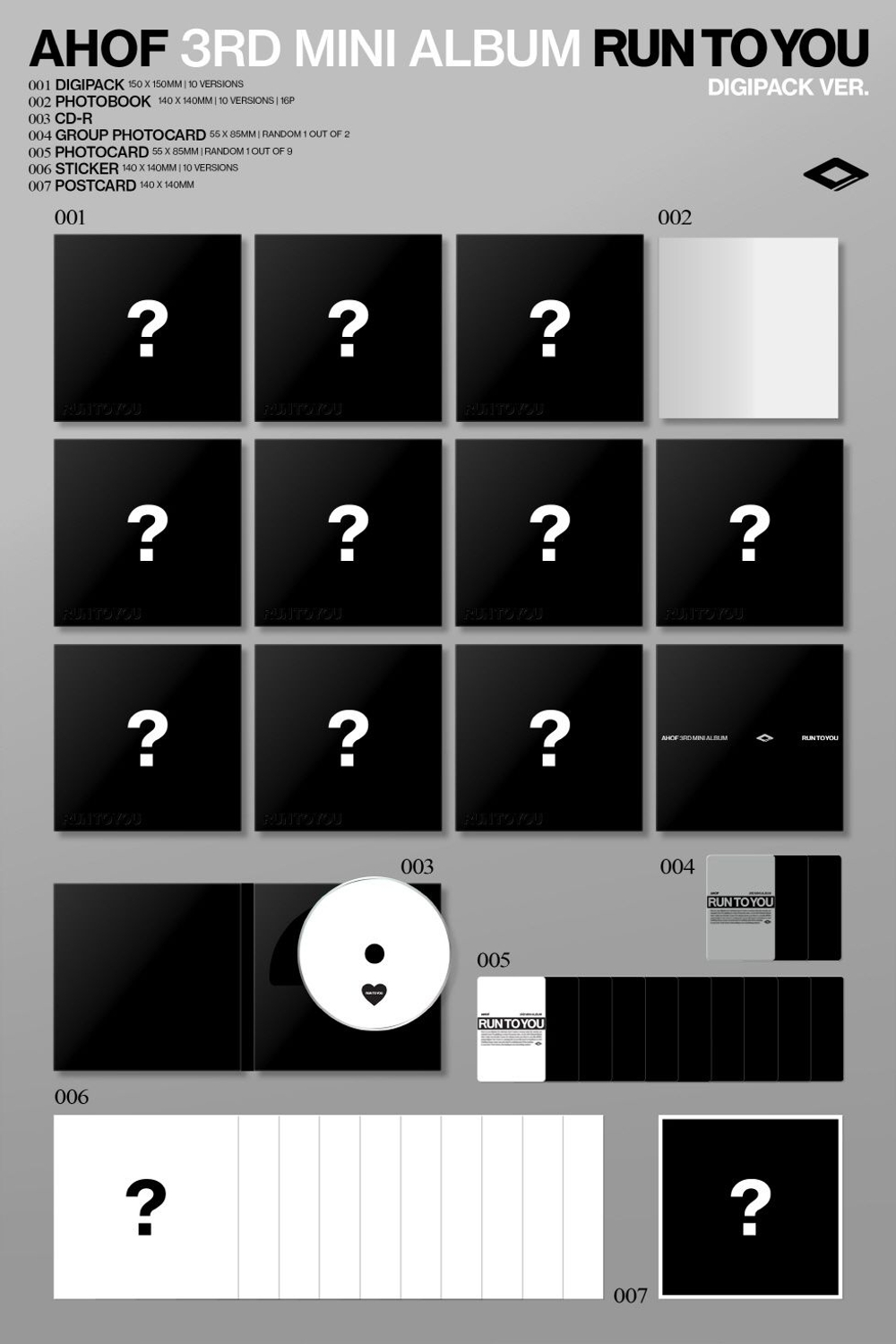 (ПРЕДЗАКАЗ) Альбом AHOF - RUN TO YOU 3rd Mini Album DIGIPACK 10 Version SET