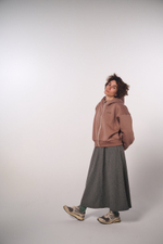 Юбка-трапеция из смесовой ткани в елочку