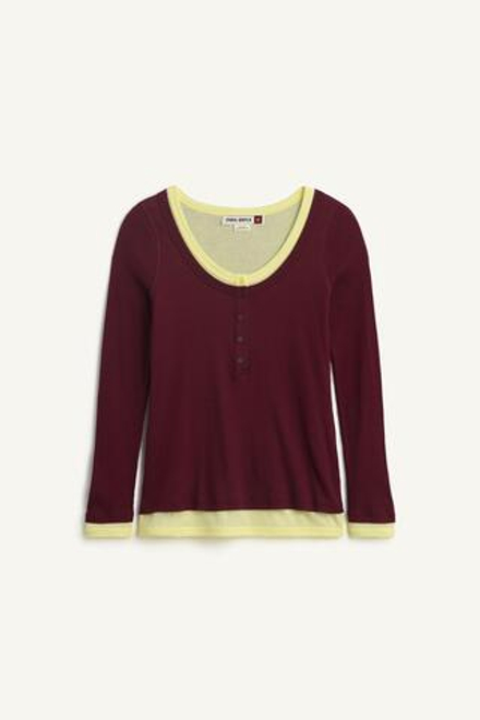 ZARA ФУТБОЛКА С КРУГЛЫМ ВЫРЕЗОМ, ВИННЫЙ