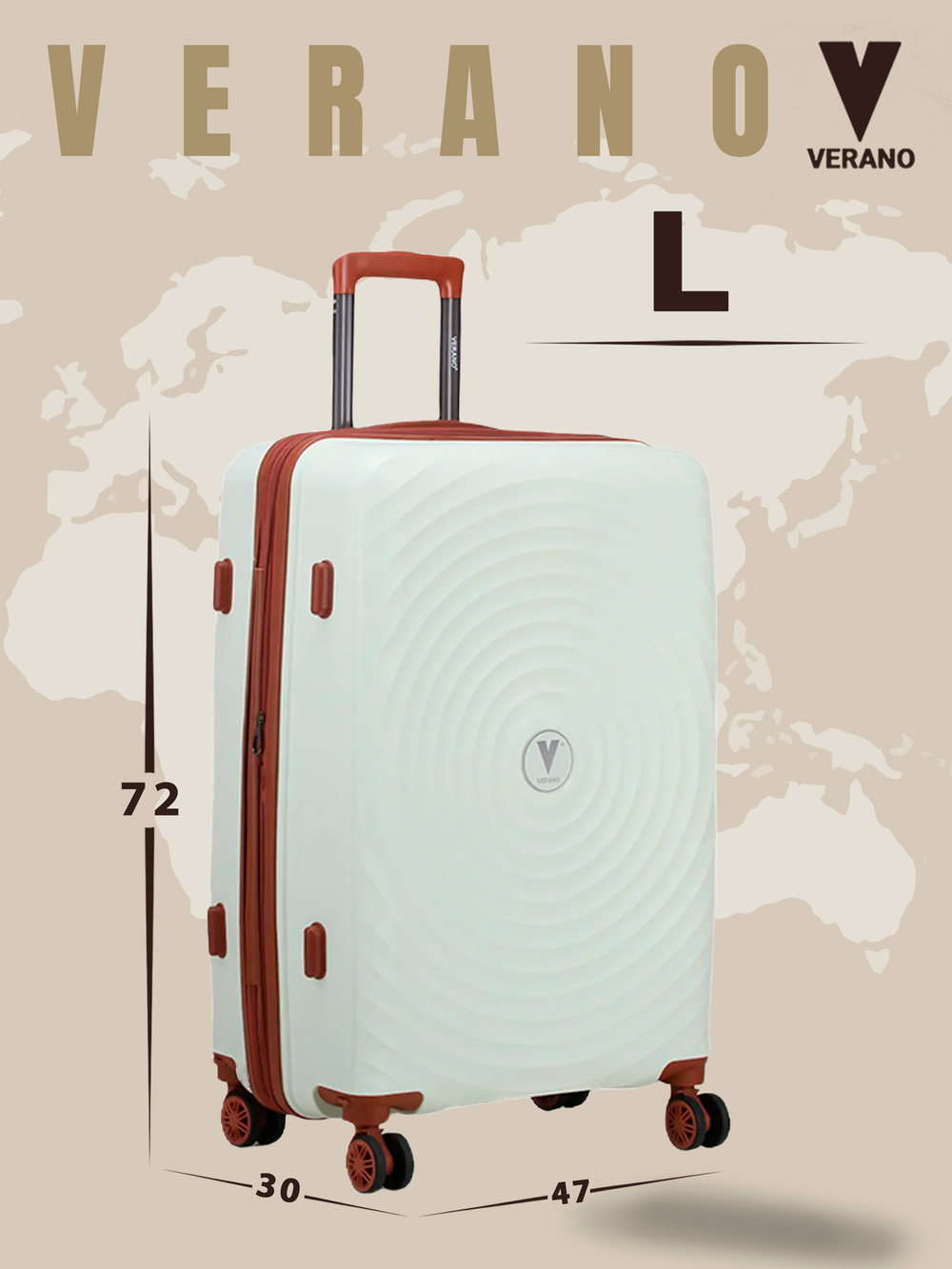 Чемодан большой "Verano" из полипропилена, съёмные колёса