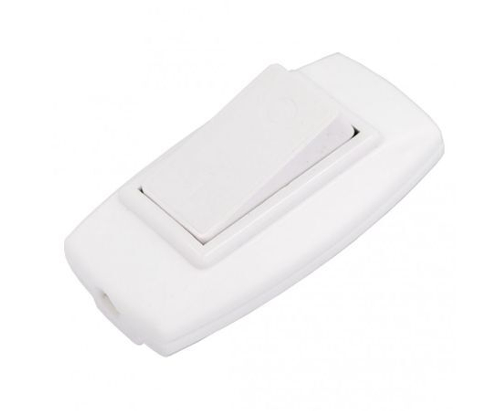 Выключатель для бра проходной, клавишный, на шнур, цвет белый