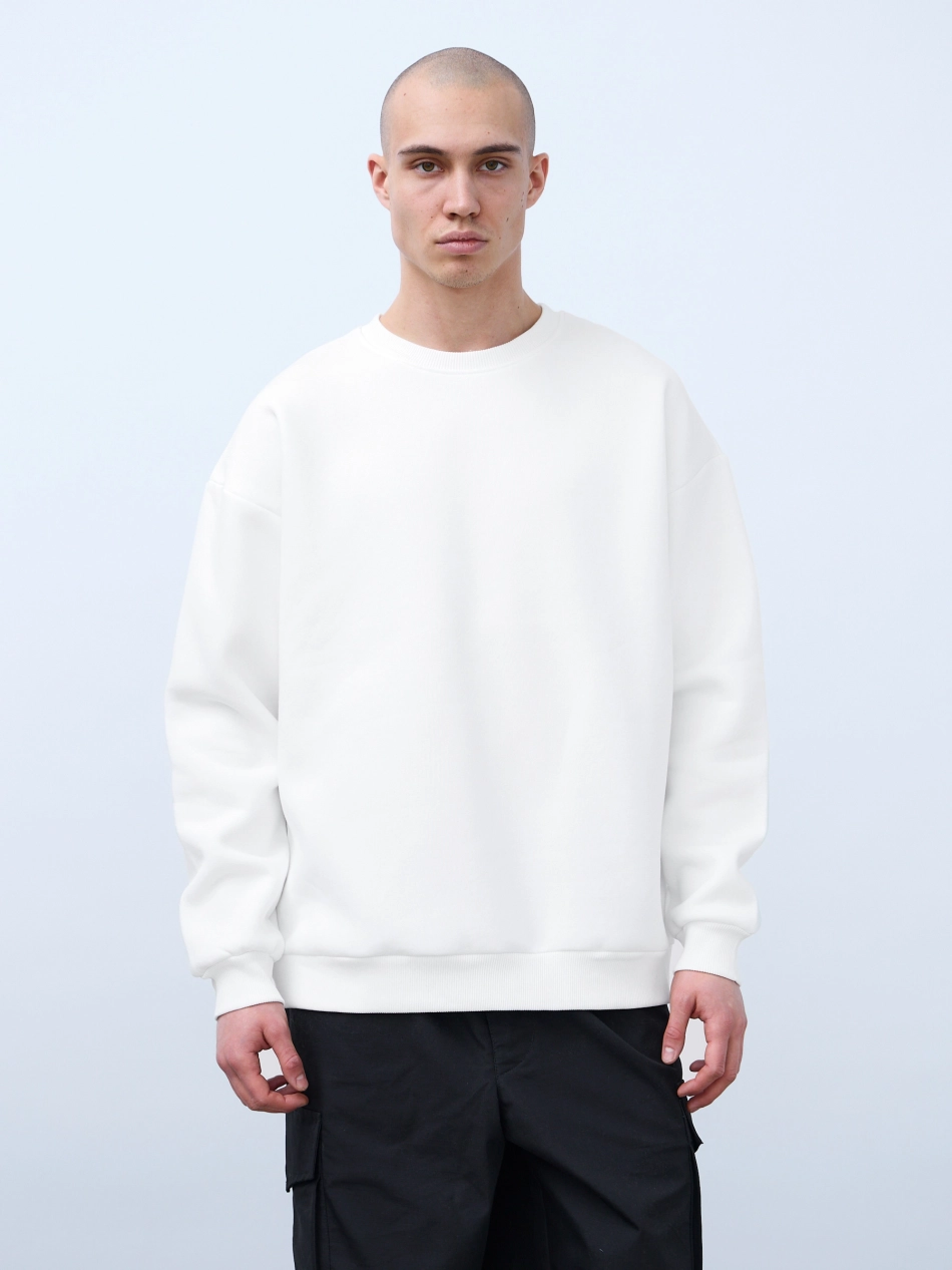 Свитшот оверсайз с начесом (молочный)