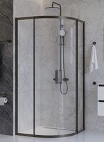 Душевой уголок Cezares PLANE-R-2-90-C-GM 90х90х195, профиль оружейная сталь, стекло прозрачное
