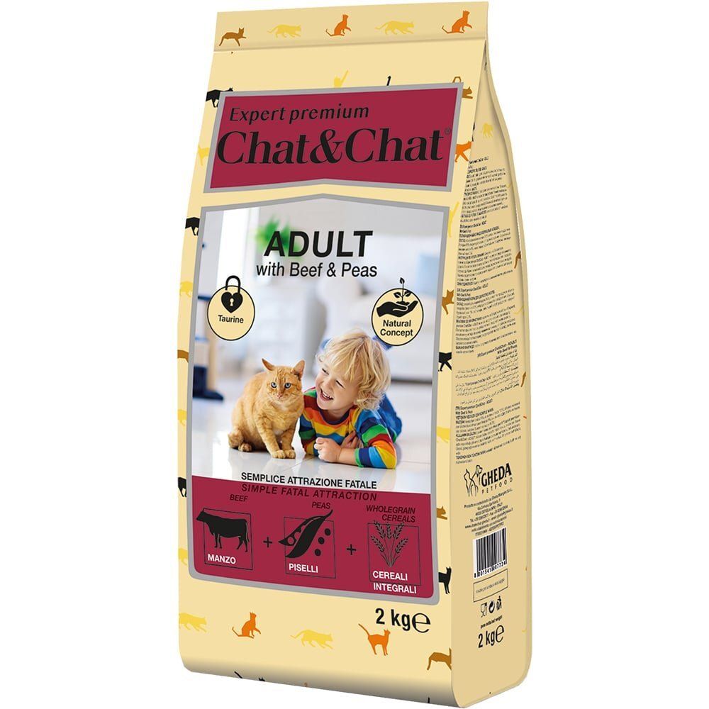 Сухой корм Chat&amp;Chat Expert Premium говядина горох для взрослых кошек 2 кг