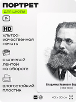 Портрет для школы в кабинет биологии "Владимир Иванович Вернадский", стенд школьный для класса, деятели науки для оформления классного уголка, 40х30 см, Silver Plane x Айдентика Технолоджи