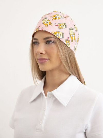 Шапочка медицинская, принт "Корги", розовый