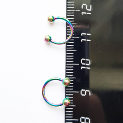 Подкова ( циркуляр) для пирсинга 8 мм с шариками 3 мм. Медицинская сталь, радужная (бензинка). 1 шт